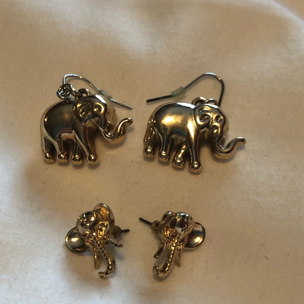 Gold Elephant Earring Bundle